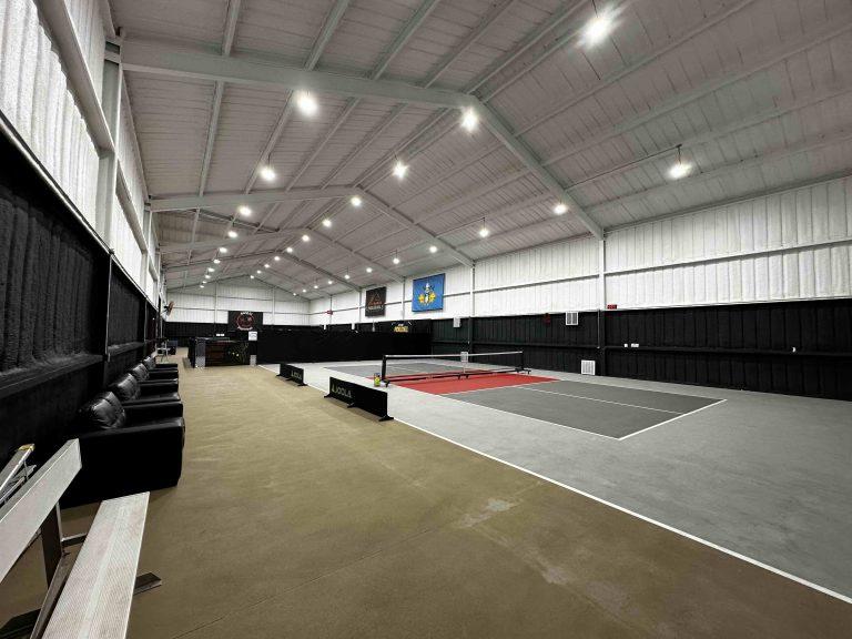 Indoor pickleball court zoomed out